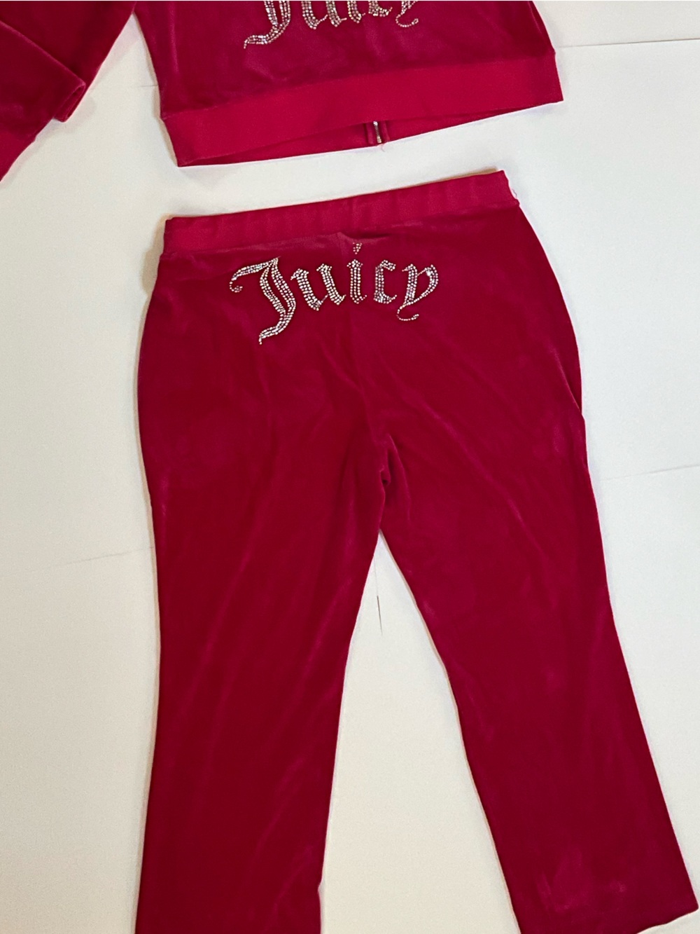 Juicy Couture OG BIG BLING VELOUR TRACK PANTS Hot Pink - Picture 8 of 13